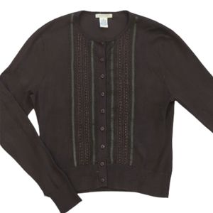 Maurices Vintage Button Beaded Cardigan Sweater Brown Size Medium